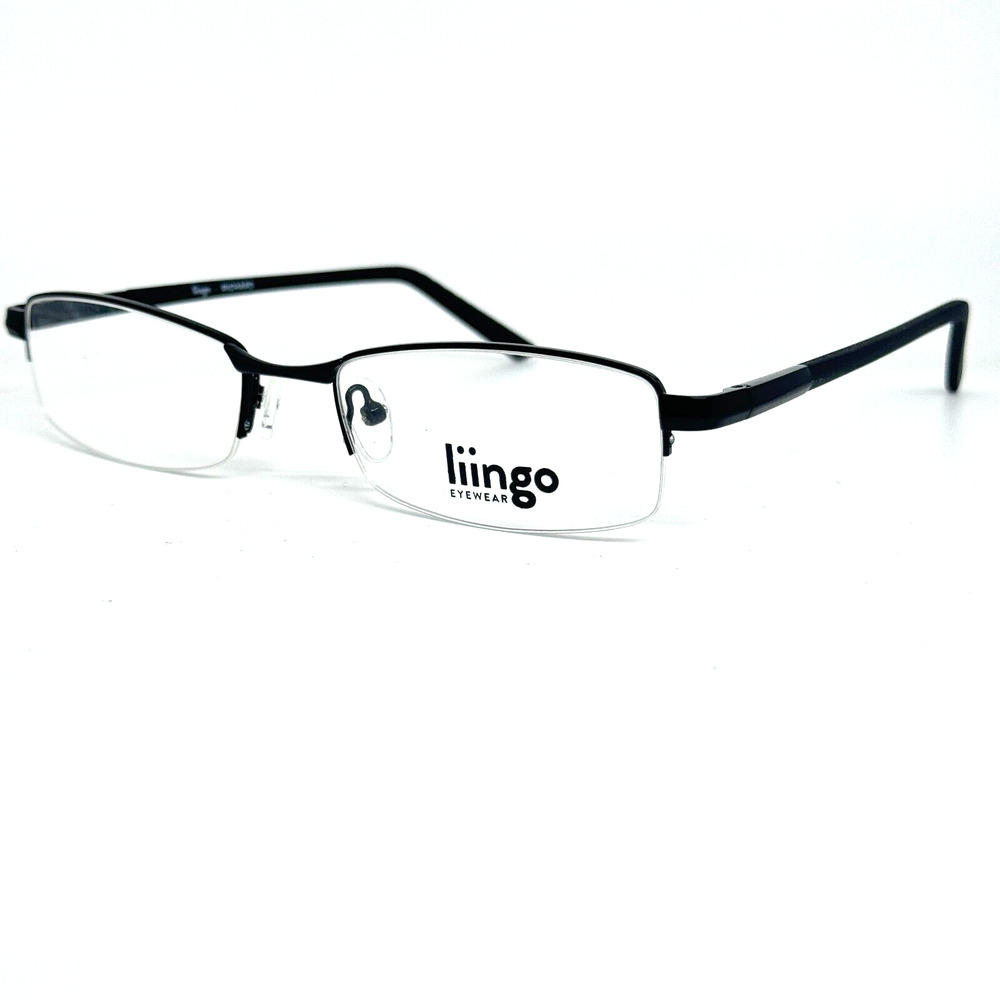 Liingo Richard Eyeglasses Frames Half Rim Black 53-18-140 Coal H926